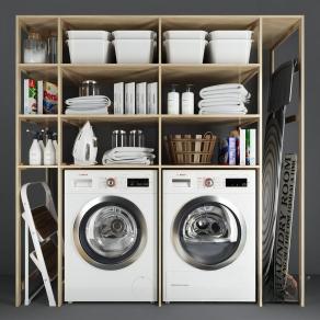 现代洗衣机柜浴室组合-01